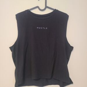 HUSTLE Black Sleeveless Crop Tank Top